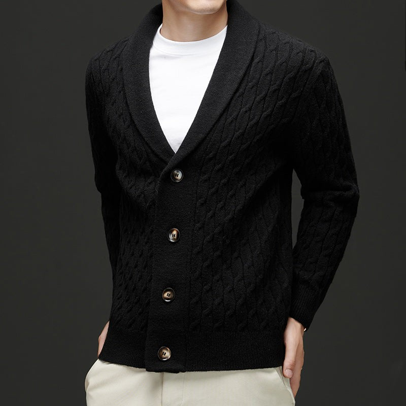 Ashcroft Merino Wool Cardigan - Onyx Black
