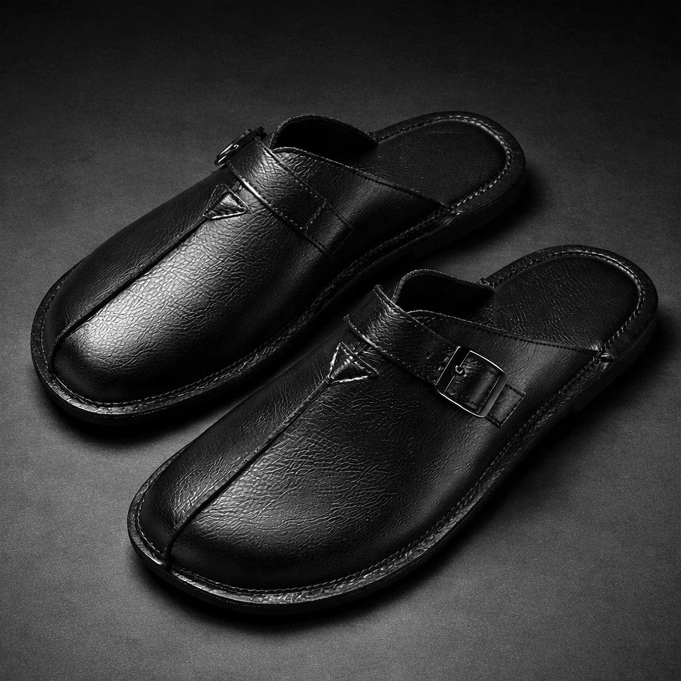 Aureli Leather Mules - Obsidian