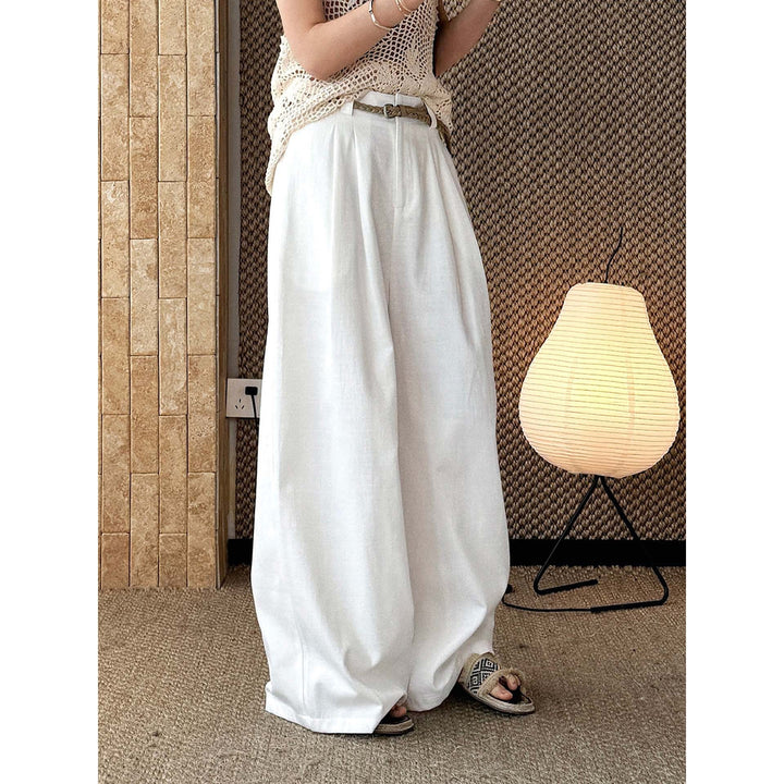 Aven Cotton Linen Trousers - White