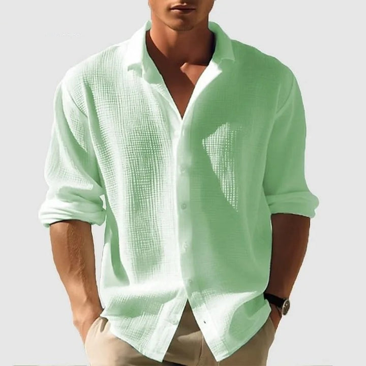 Basel Waffle Button-Down - Sage Green