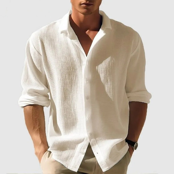 Basel Waffle Button-Down - Apricot