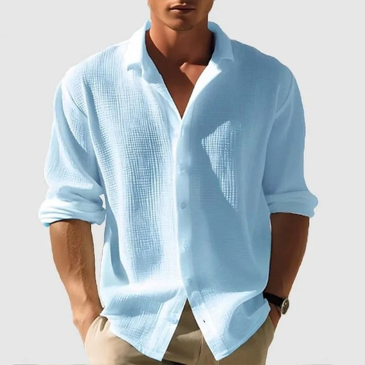 Basel Waffle Button-Down - Sky Blue