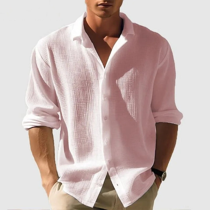 Basel Waffle Button-Down - Pink