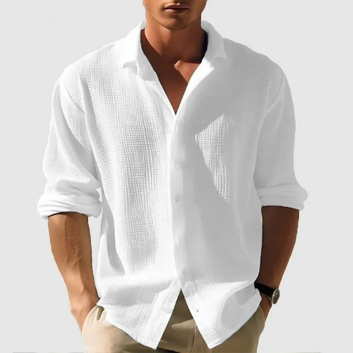 Basel Waffle Button-Down - White