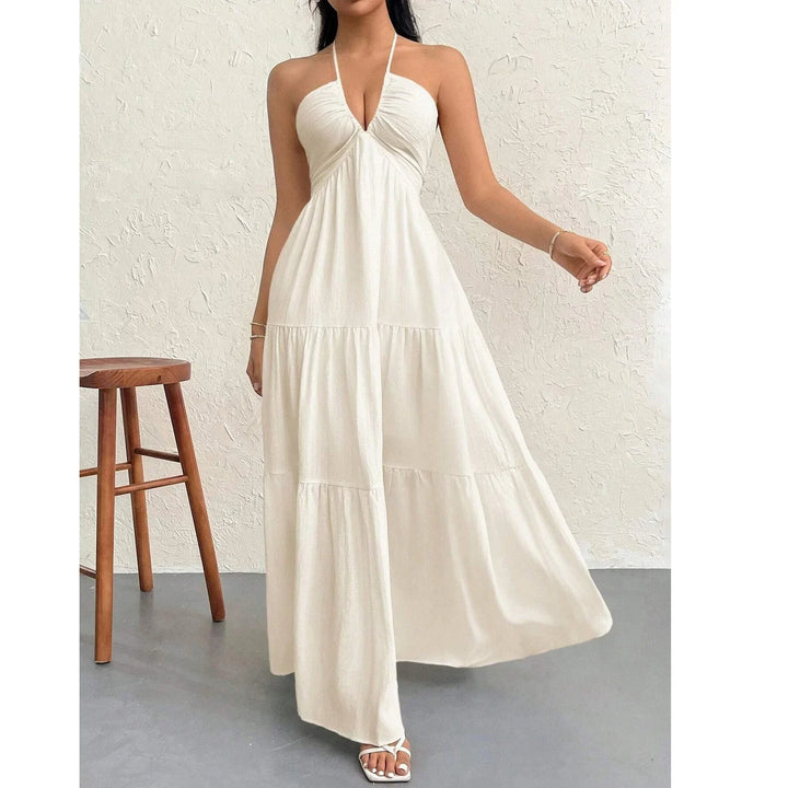 Linen Blend Halter Maxi Dress