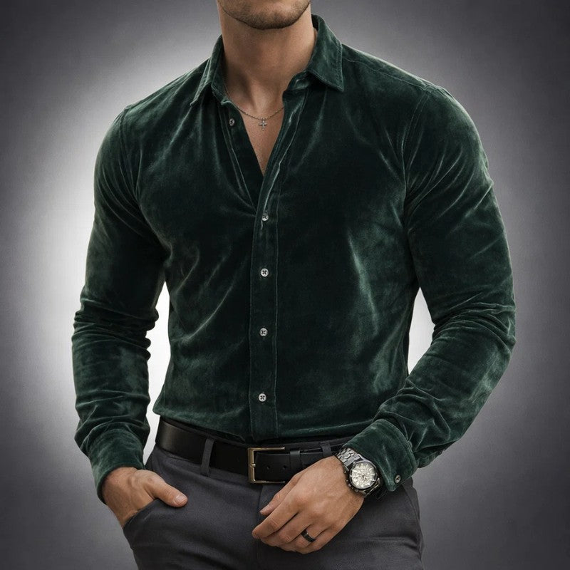 Bari Velvet Shirt - Emerald