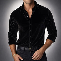 Bari Velvet Shirt - Onyx