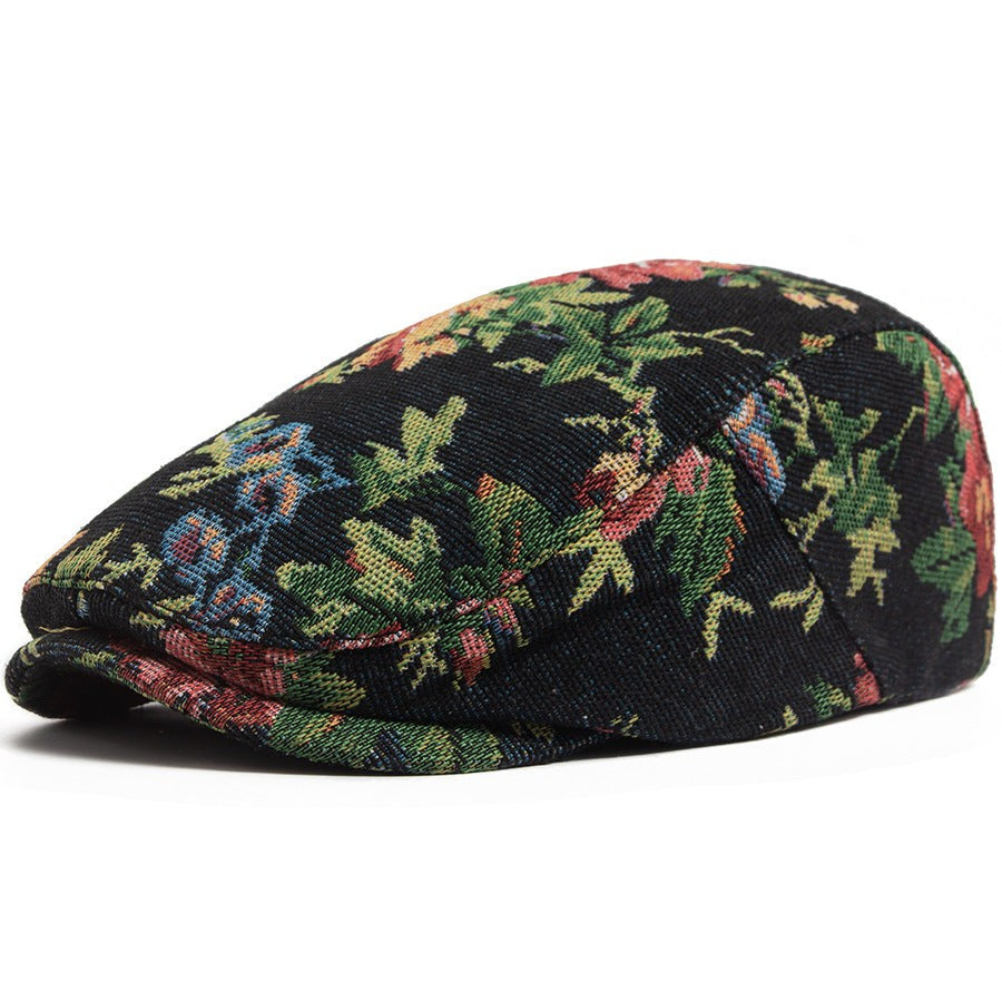 Beaumont Floral Print Cap - Obsidian