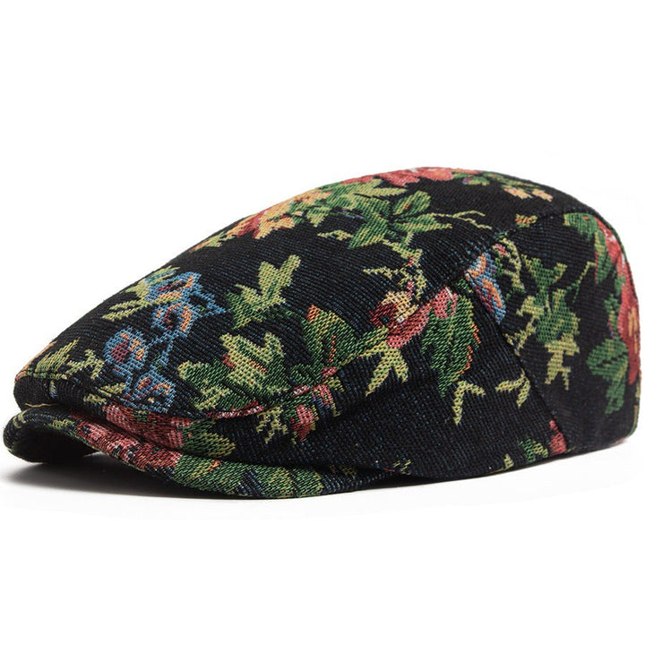Beaumont Floral Print Cap - Obsidian