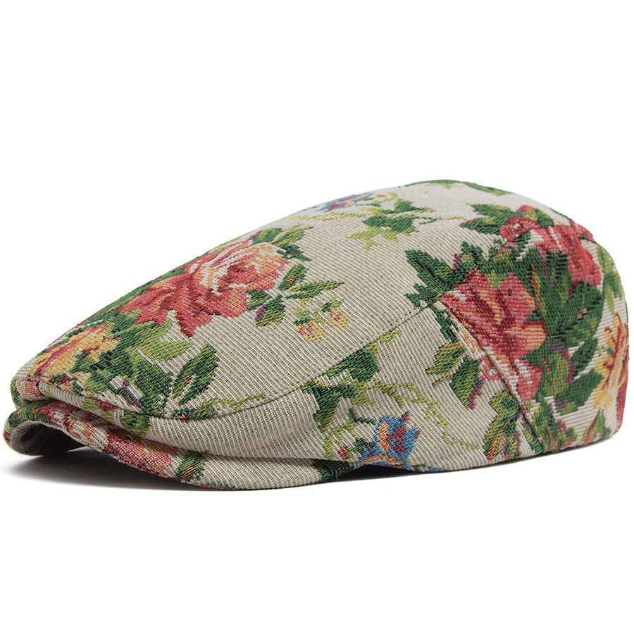 Beaumont Floral Print Cap - Stone