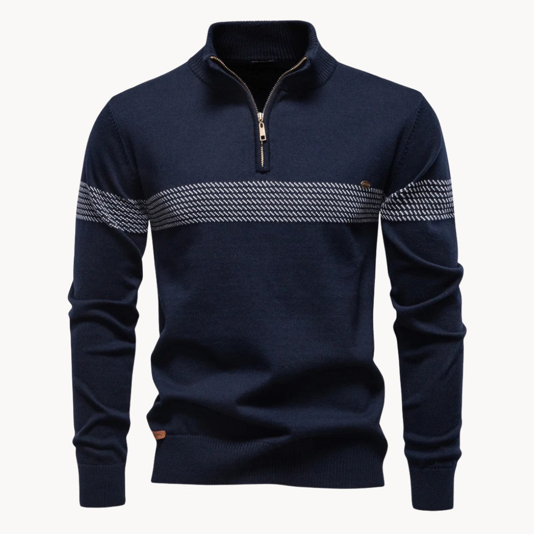 Beauregard Stripe Knit Sweater - Navy