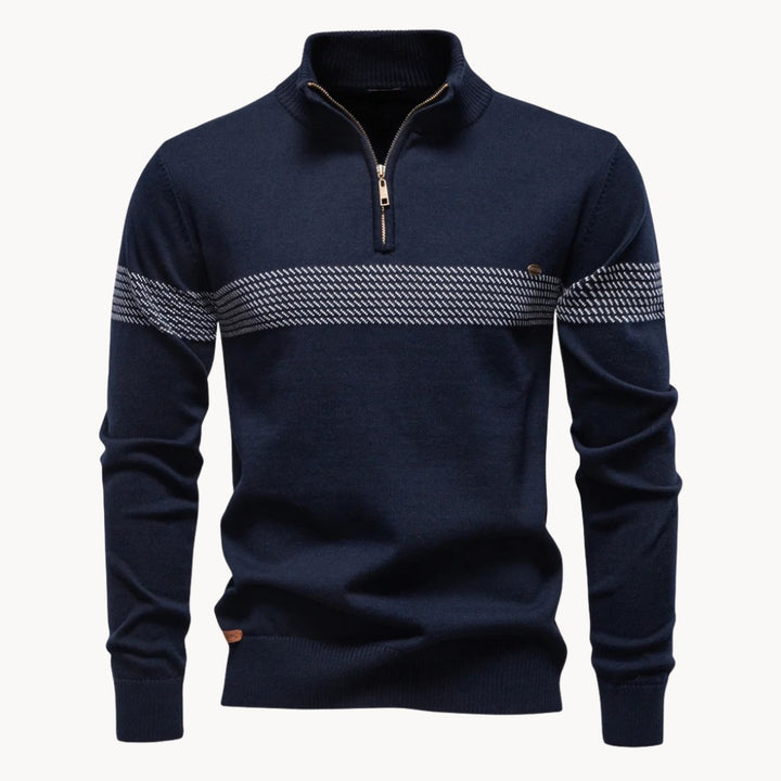 Beauregard Stripe Knit Sweater - Navy
