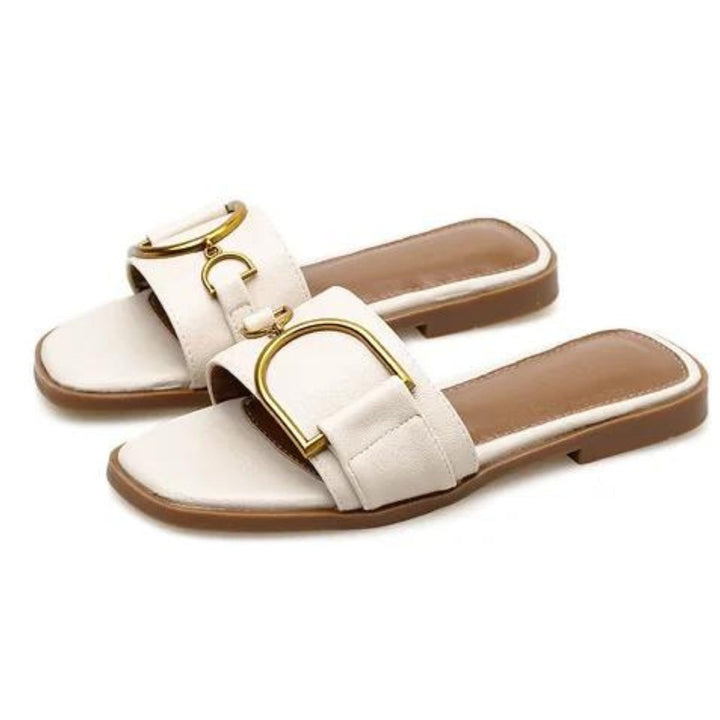 Beauregard Leather Square Sandals - Desert Beige