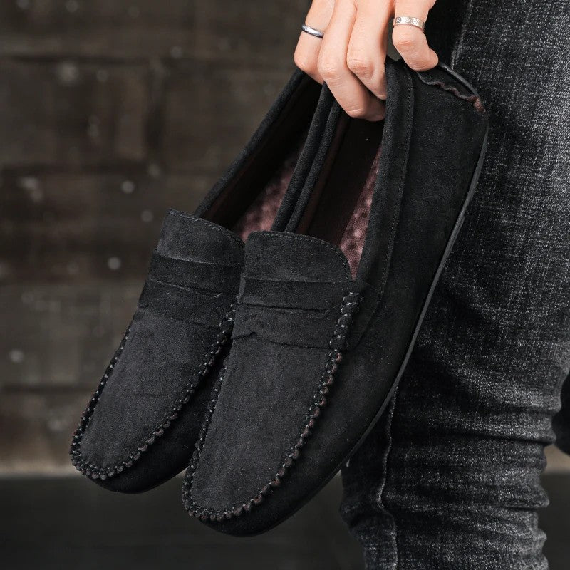 Belgravia Suede Driving Loafers - Black