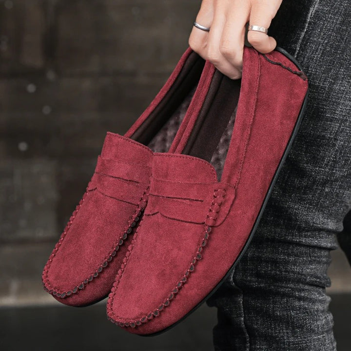 Belgravia Suede Driving Loafers - Burgundy