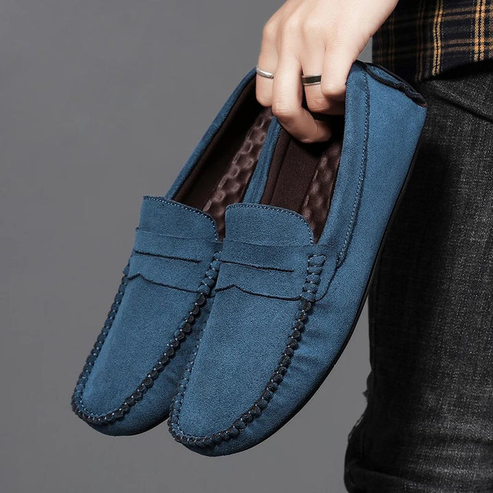 Belgravia Suede Driving Loafers - Ocean Blue