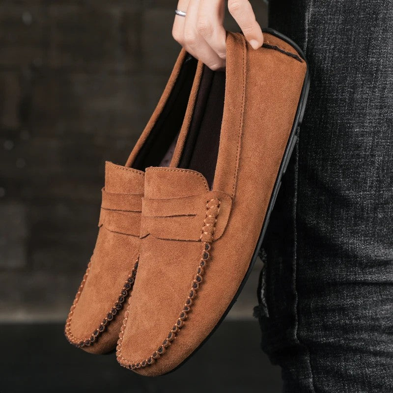 Belgravia Suede Driving Loafers - Stone Beige