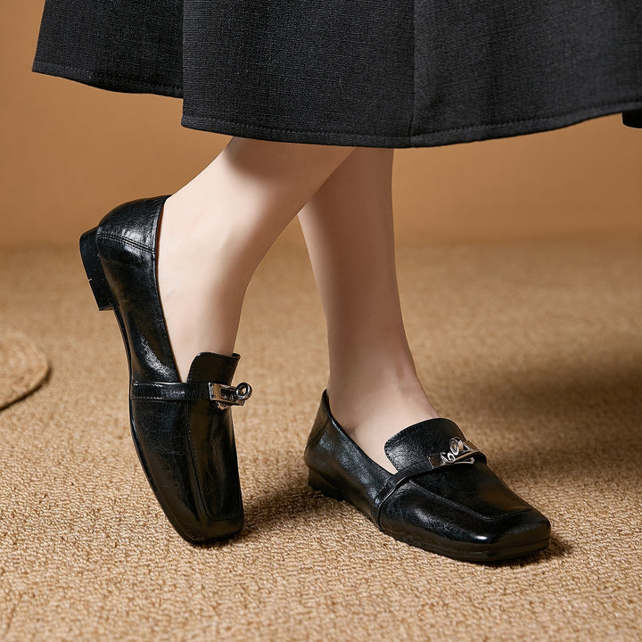 Bellagio Leather Square Pumps - Black