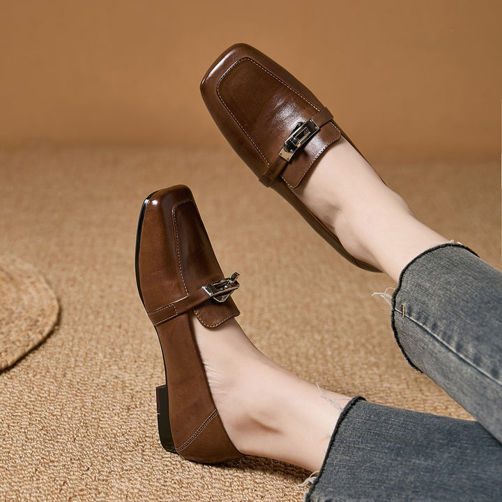 Bellagio Leather Square Pumps - Espresso