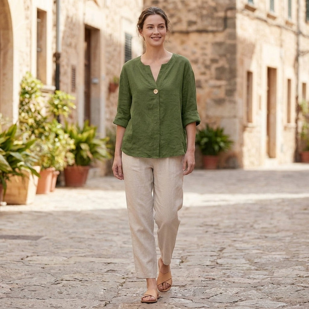 Bellagio Relaxed Linen Blouse
