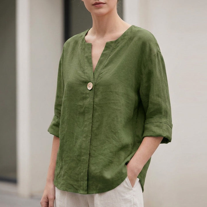 Bellagio Relaxed Linen Blouse - Sage Green