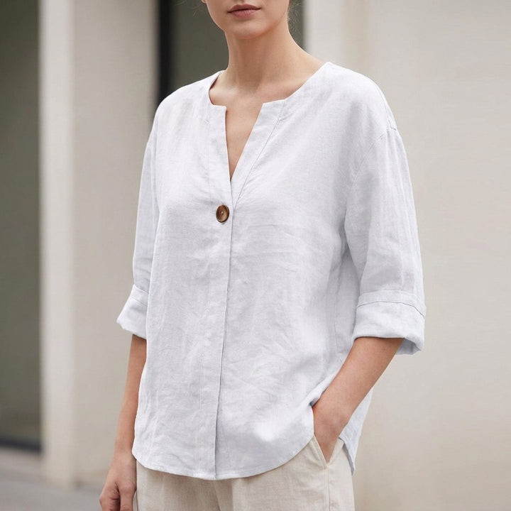 Bellagio Relaxed Linen Blouse - Optic White