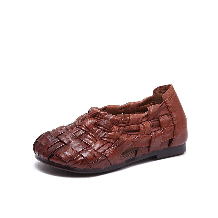 Bellucchi Woven Leather Sandals - Cognac Brown