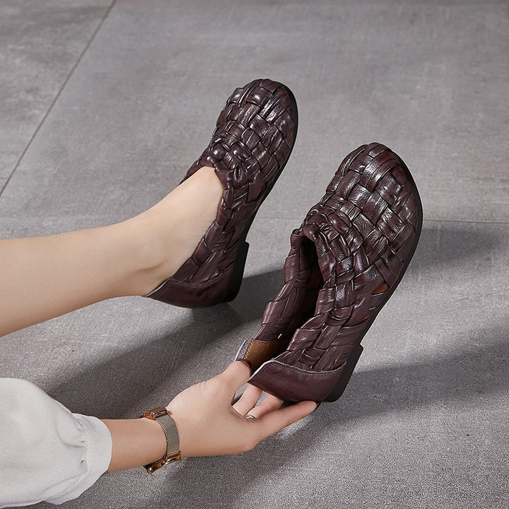 Bellucchi Woven Leather Sandals - Plum Purple