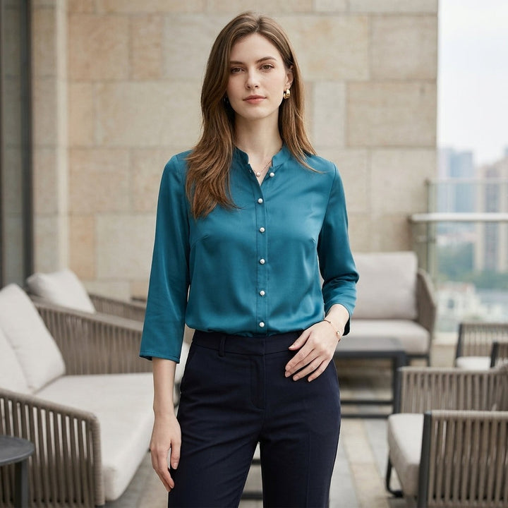 Bergamo Relaxed Mandarin Blouse
