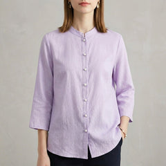Bergamo Relaxed Mandarin Blouse - Lavender