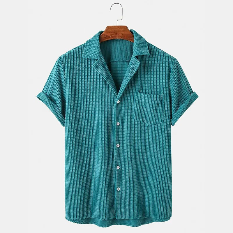 Biarritz Knit Button-Up Shirt - Sky Aqua