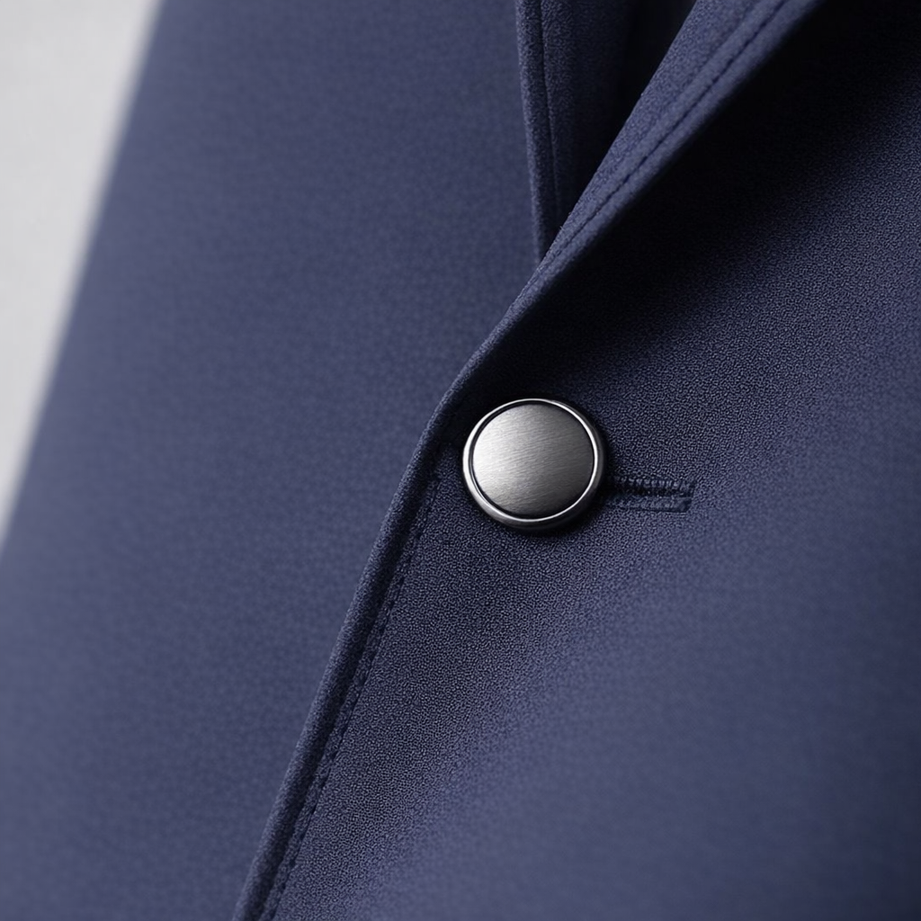 Metal snap closure detail