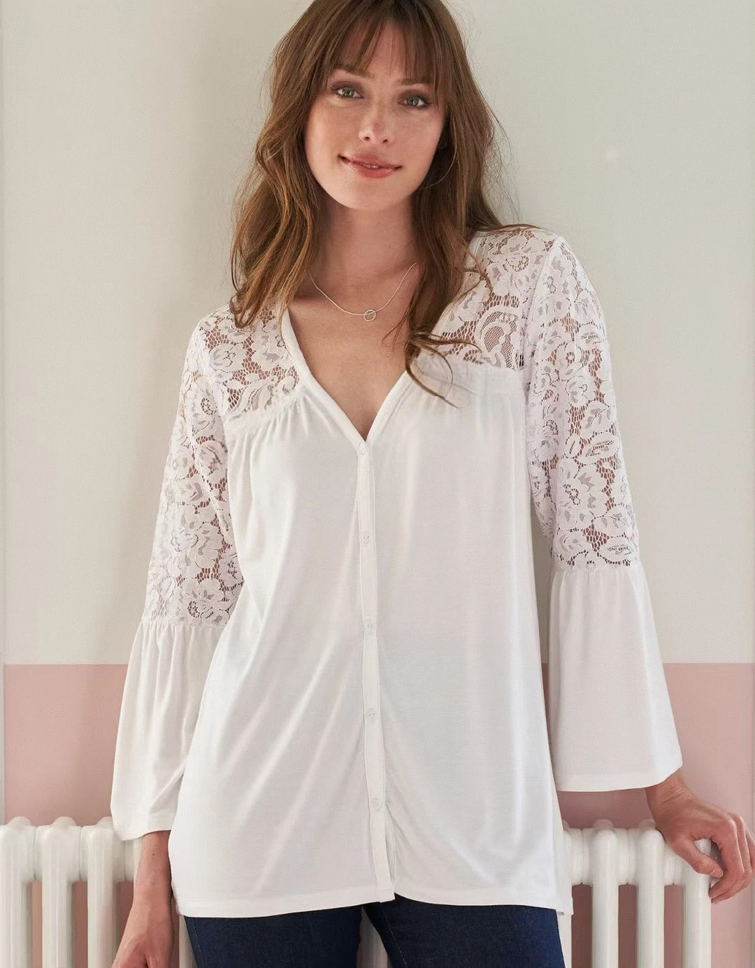 Calla Lace Flare Blouse - White