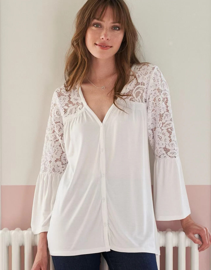 Calla Lace Flare Blouse - White