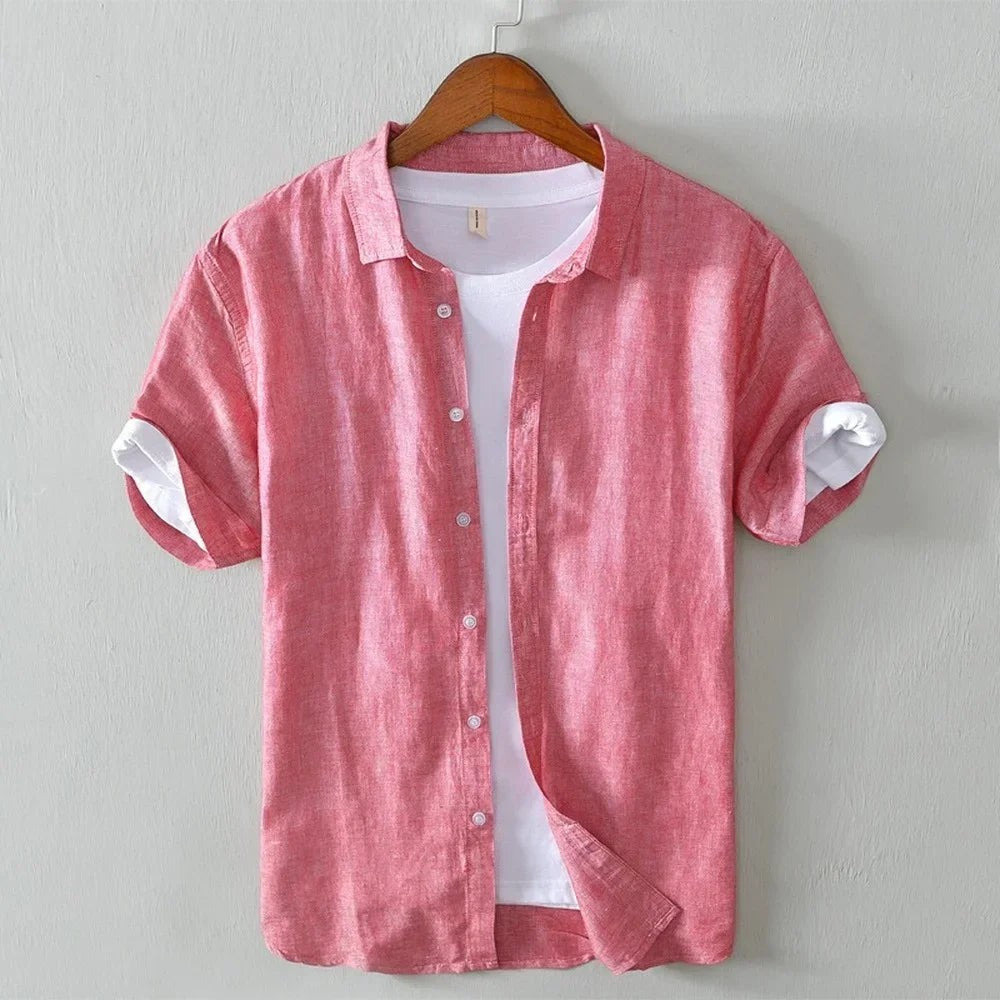 Cannes Linen Shirt - Blush Pink