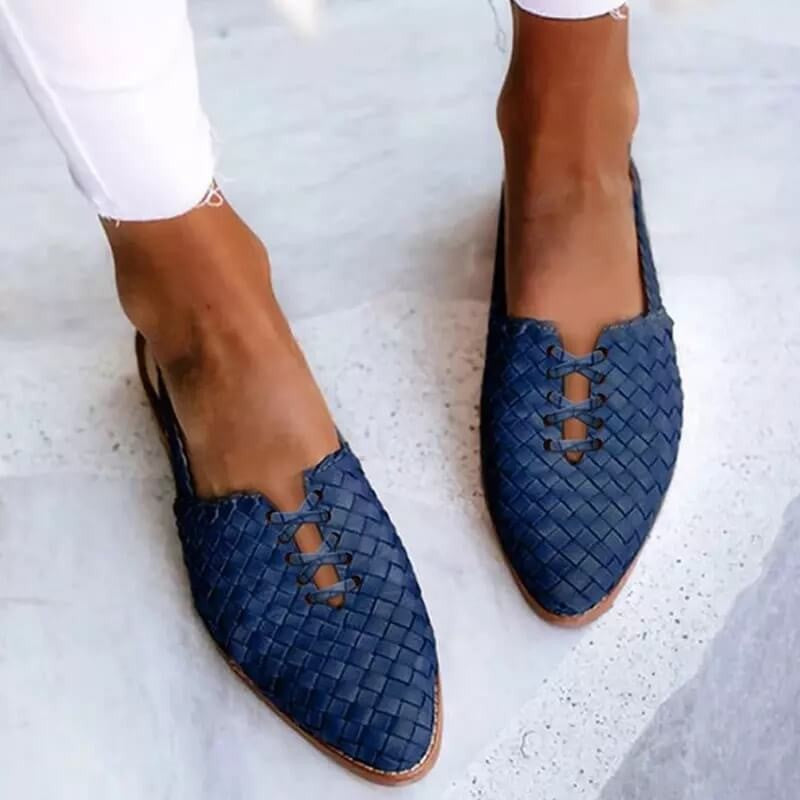 Cavalleri Woven Leather Pointed Mule Sandals - Azure
