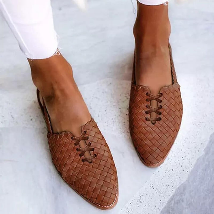 Cavalleri Woven Leather Pointed Mule Sandals - Ebony