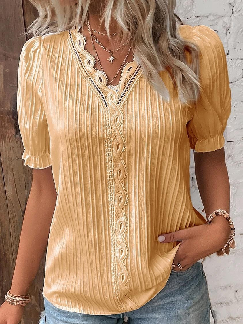 Cervia Cutout Short Sleeve Blouse - Marigold