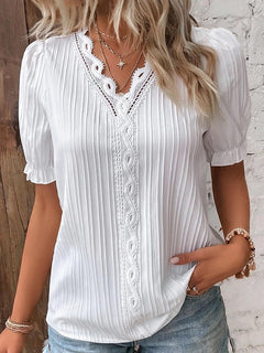Cervia Cutout Short Sleeve Blouse - White