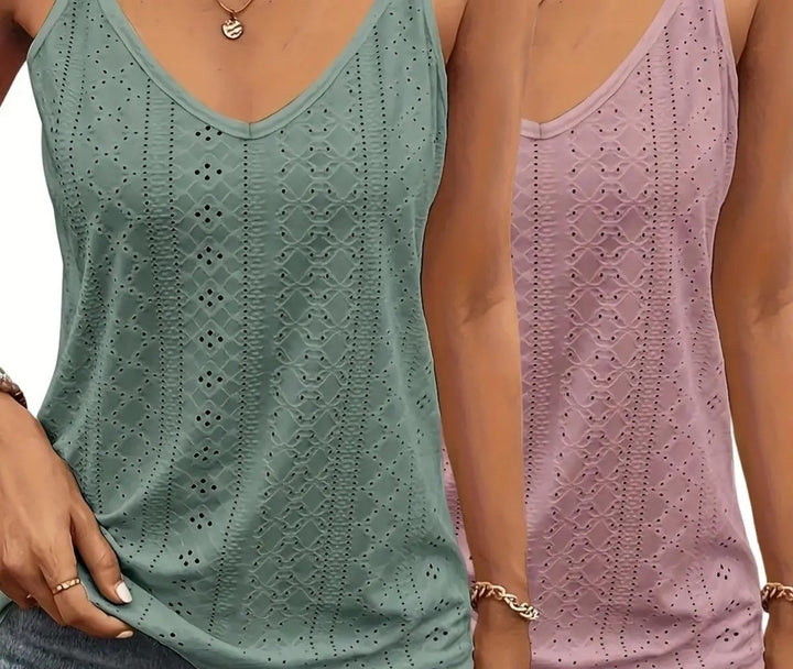 Chanoire Perforated V-Neck Set