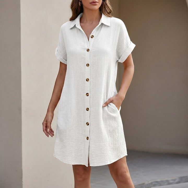 Chantilly Button-Front Shirt Dress - Optic White