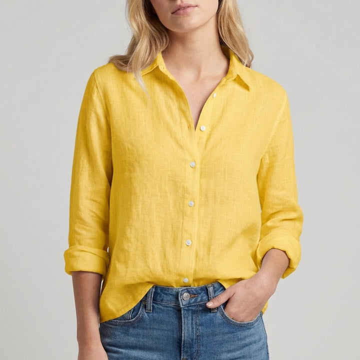 Chantilly Relaxed Button Blouse - Saffron