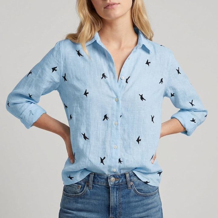 Chantilly Relaxed Button Blouse - Cobalt