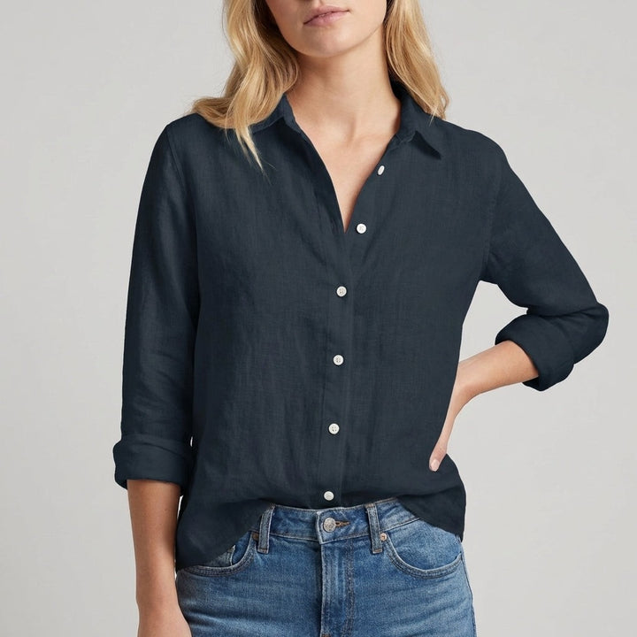 Chantilly Relaxed Button Blouse - Ebony