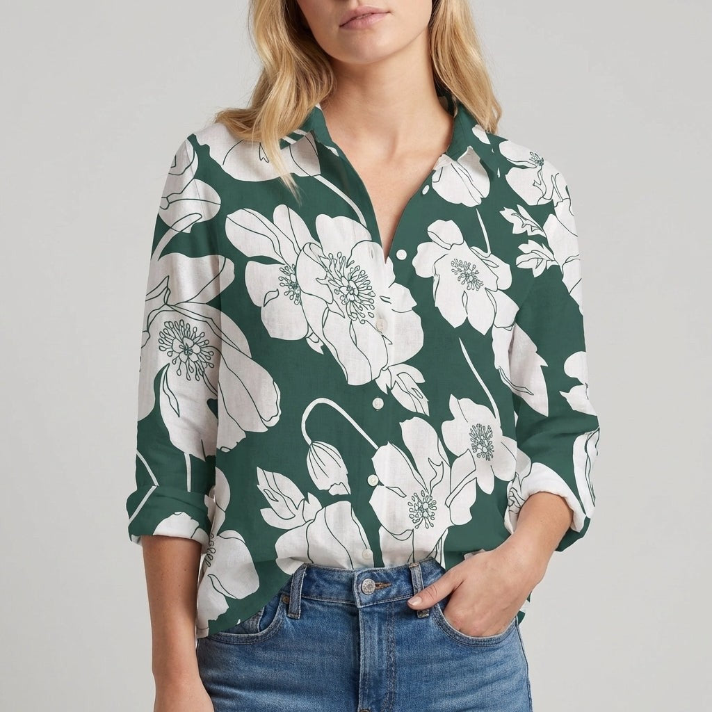 Chantilly Relaxed Button Blouse - Moss