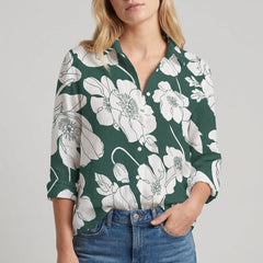 Chantilly Relaxed Button Blouse - Moss