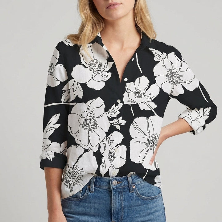 Chantilly Relaxed Button Blouse - Onyx