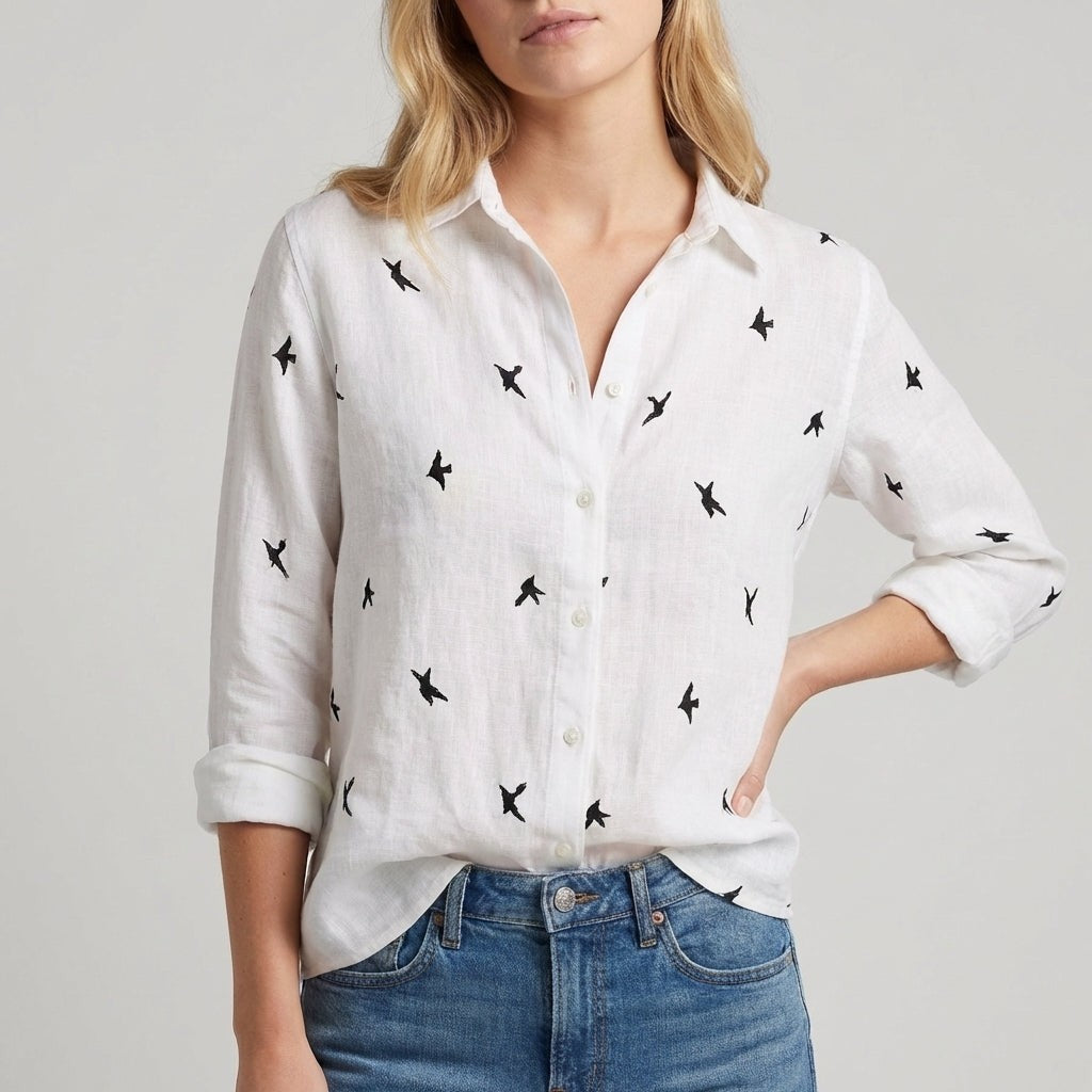 Chantilly Relaxed Button Blouse - Pearl