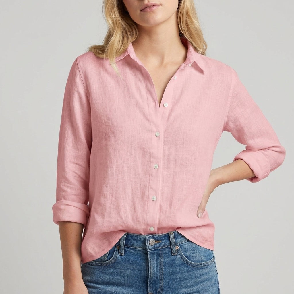 Chantilly Relaxed Button Blouse - Rosewood