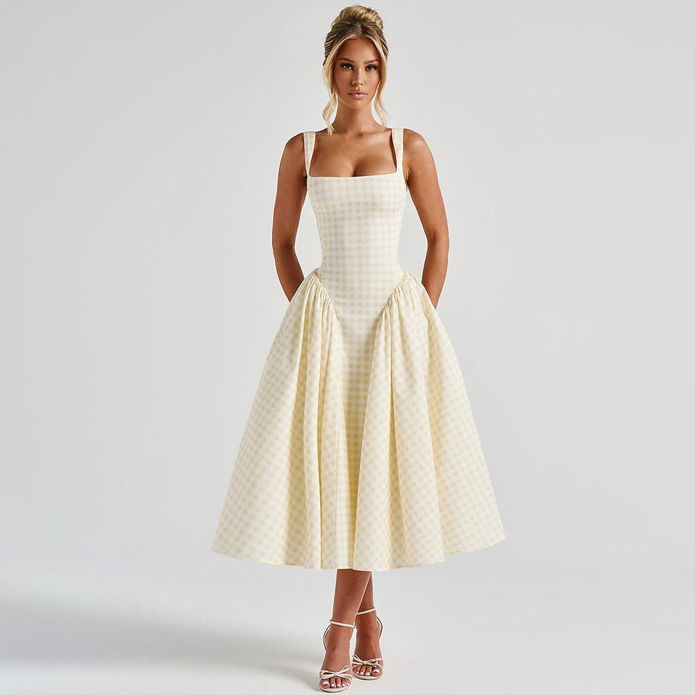 Corelli Plaid Cami Dress - Canary Yellow